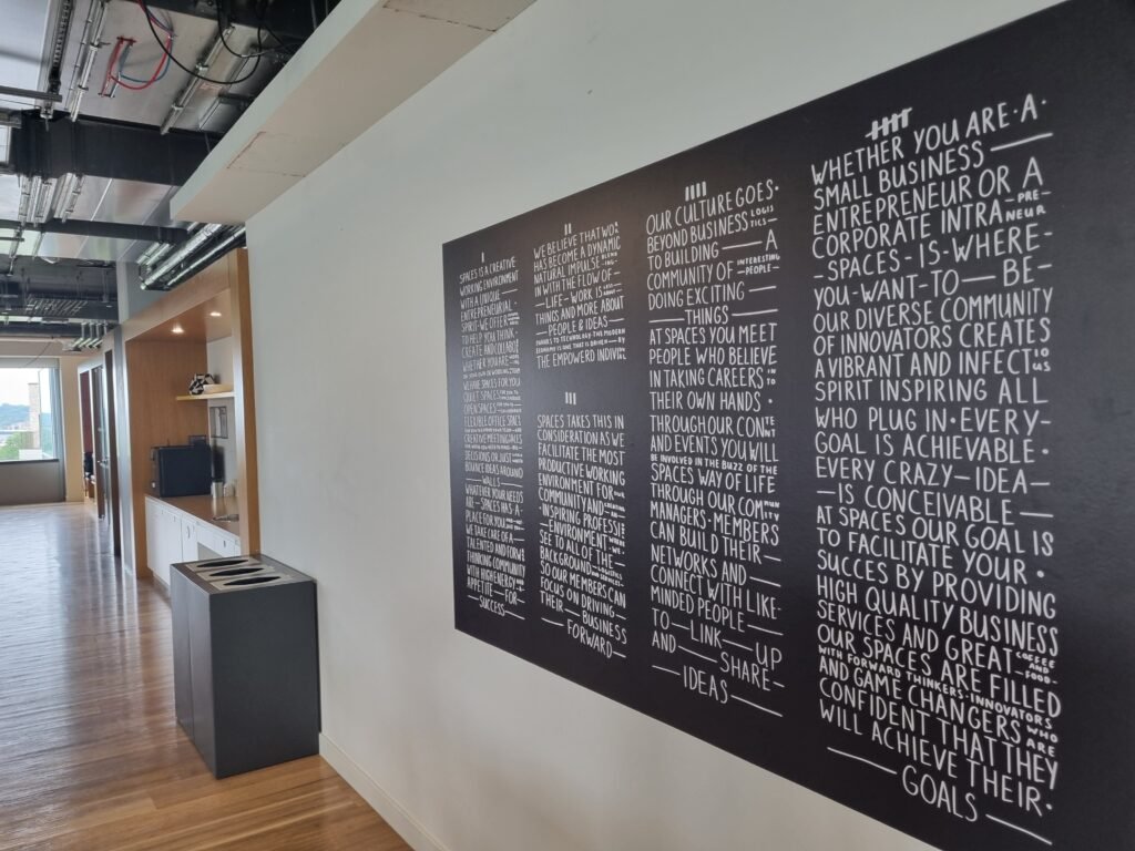 A wall art in a shared-office building.